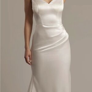 Elegant White Satin Evening Gown